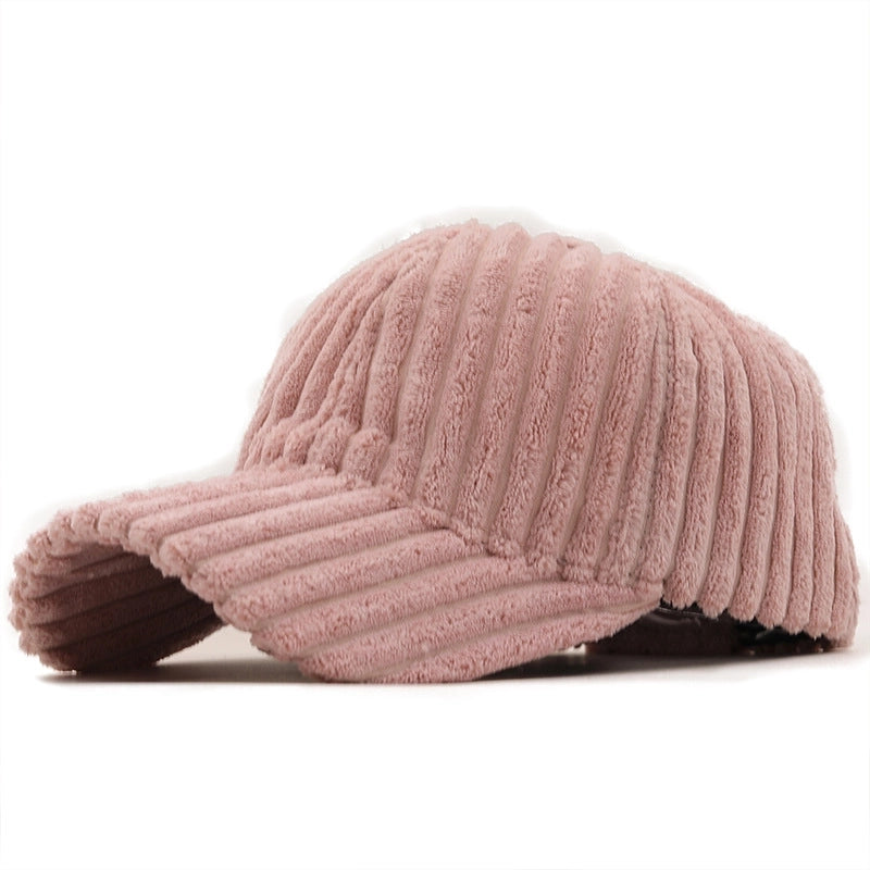 Fashion Casual Solid Color Stripe Corduroy Cap