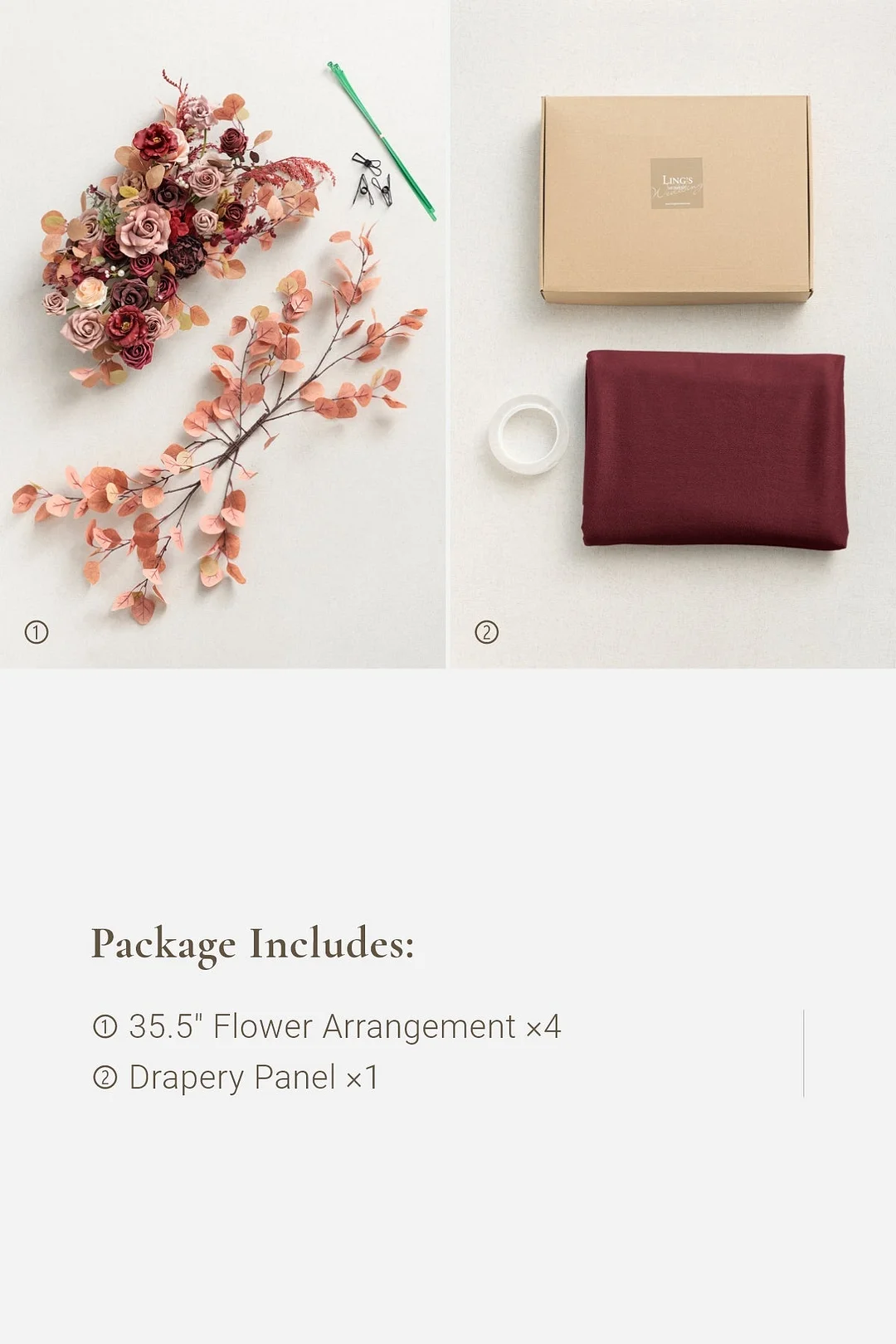 Free-Combined Arbor Arch Flower Decor in Burgundy & Dusty Rose