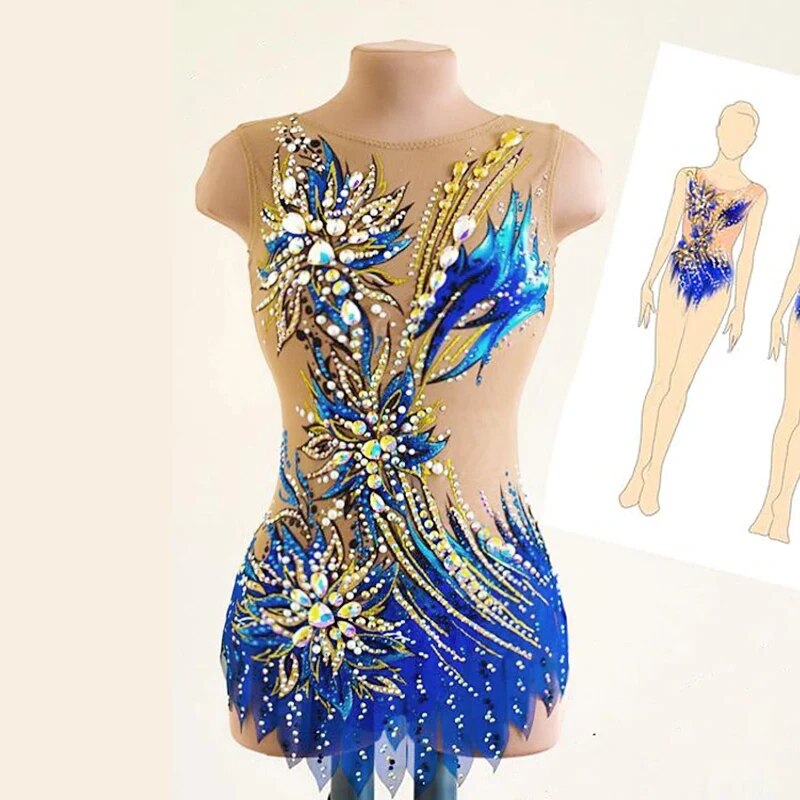 VCSHOES Girls Synchronized Swimming Suits Red Women Performance Wear Rhythmic Gymnastics Dress Ballet Ice Skating Dance Leotards
