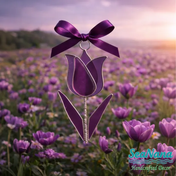 💐Handcrafted Sea Glass Flower Sun Catchers