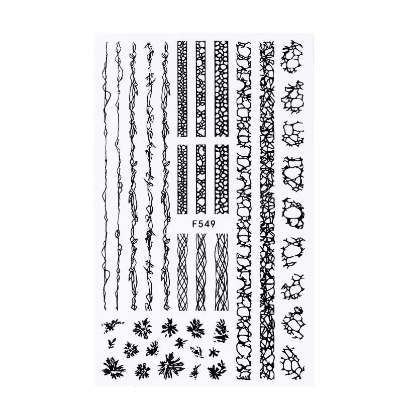 1PC Gold Sliver Striping Tape 3D Nail Stickers Geometry Lines Slider For Nails Gel Polish Decals For Manicures DIY Decoration-Nail Inspo