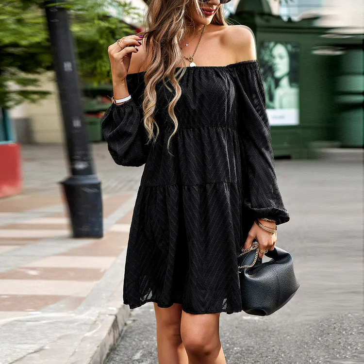 Elegant Splicing Long Sleeve Mini Dress - yankia