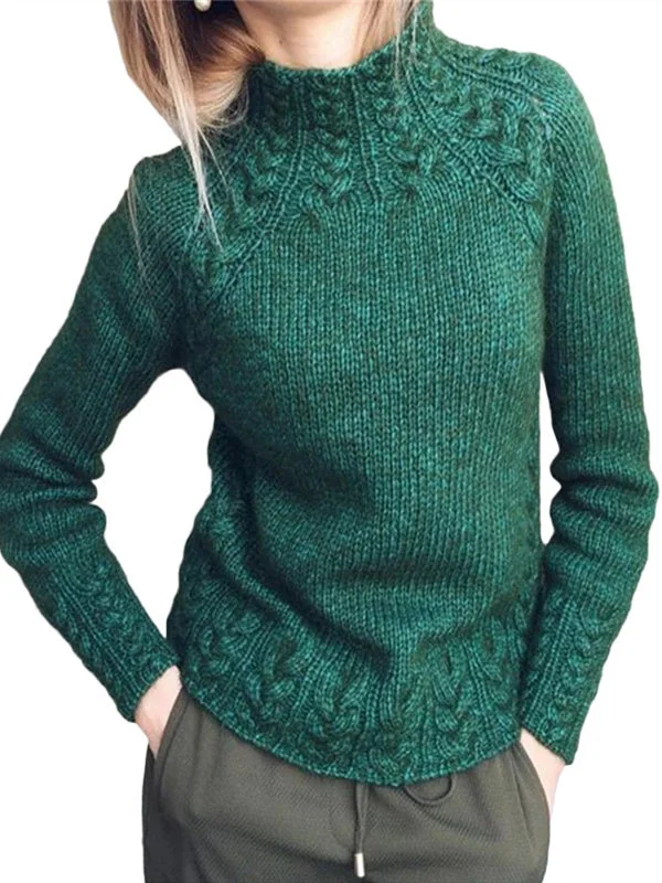 Women plus size clothing Women's Floral Long Sleeve Tops Knit Sweater-Nordswear