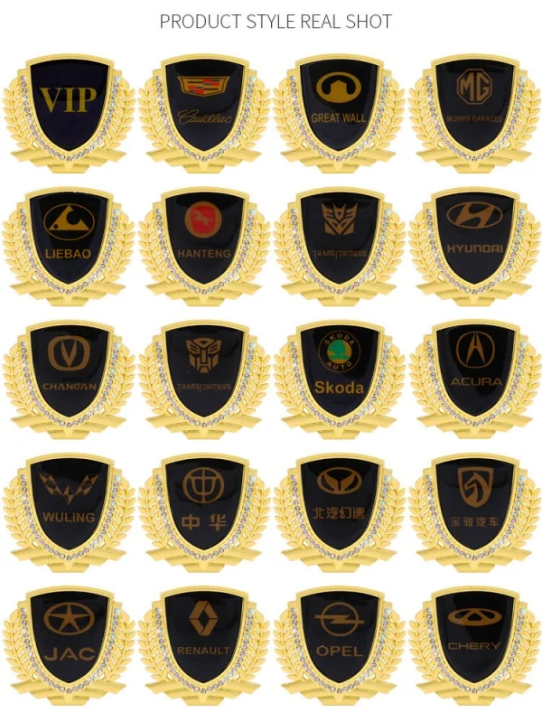 3D Car Side Logo With Diamond Ear Metal Body Sticker