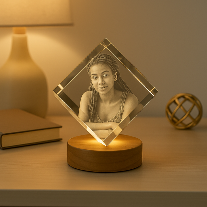 Cube 3D Crystal Photo – Compact Personalized Gift