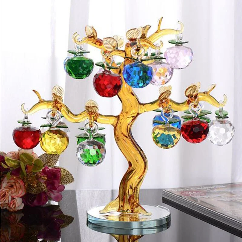 Crystal Glass Apple Tree Ornaments 18pcs Hanging Apples Home Decor ...