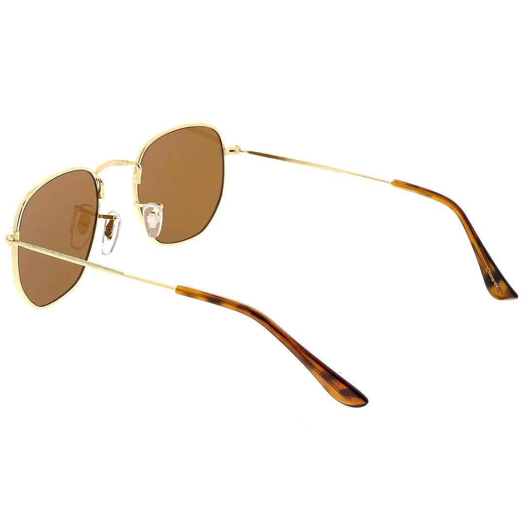 Modern Geometric Hexagonal glasses Metal Slim Arms Neutral Colored Flat Lens 51mm