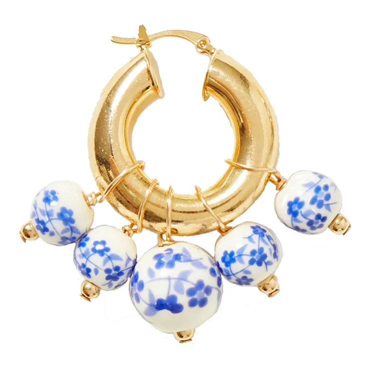 Blue and White Porcelain Earrings