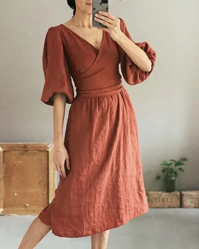 linen wrap dress