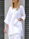 Flax Cotton Half Sleeves Shirts Tops