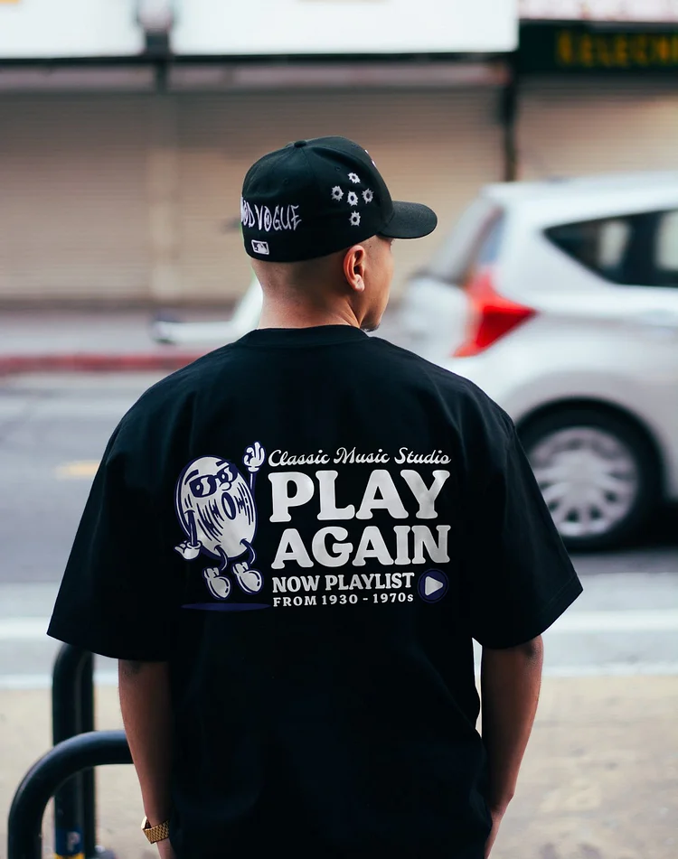 Classic Music Studio Play Again Now Playlist T-shirt
