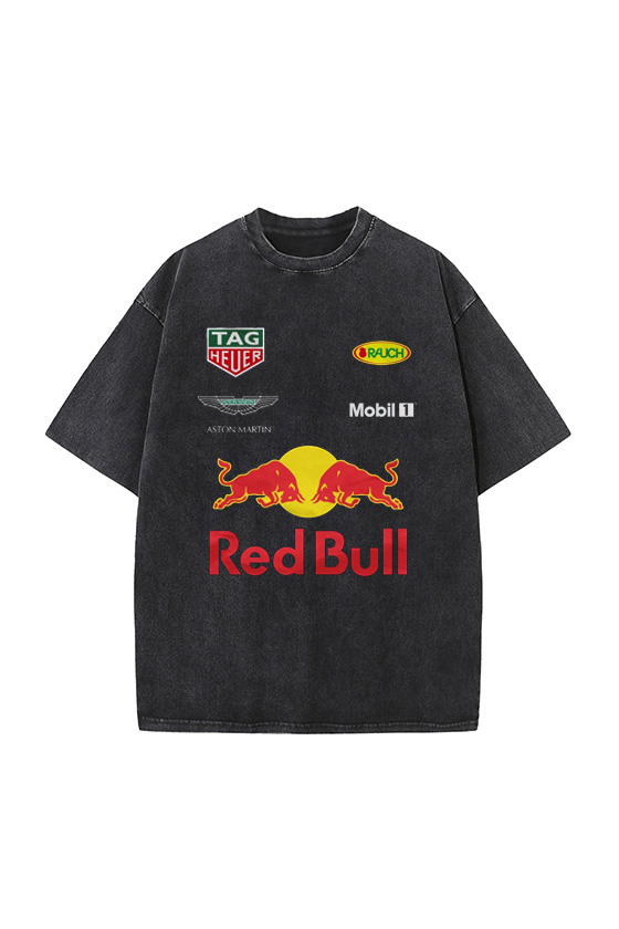Red Bull Crew Neck Unisex Vintage Wash T-shirt / TECHWEAR CLUB / Techwear