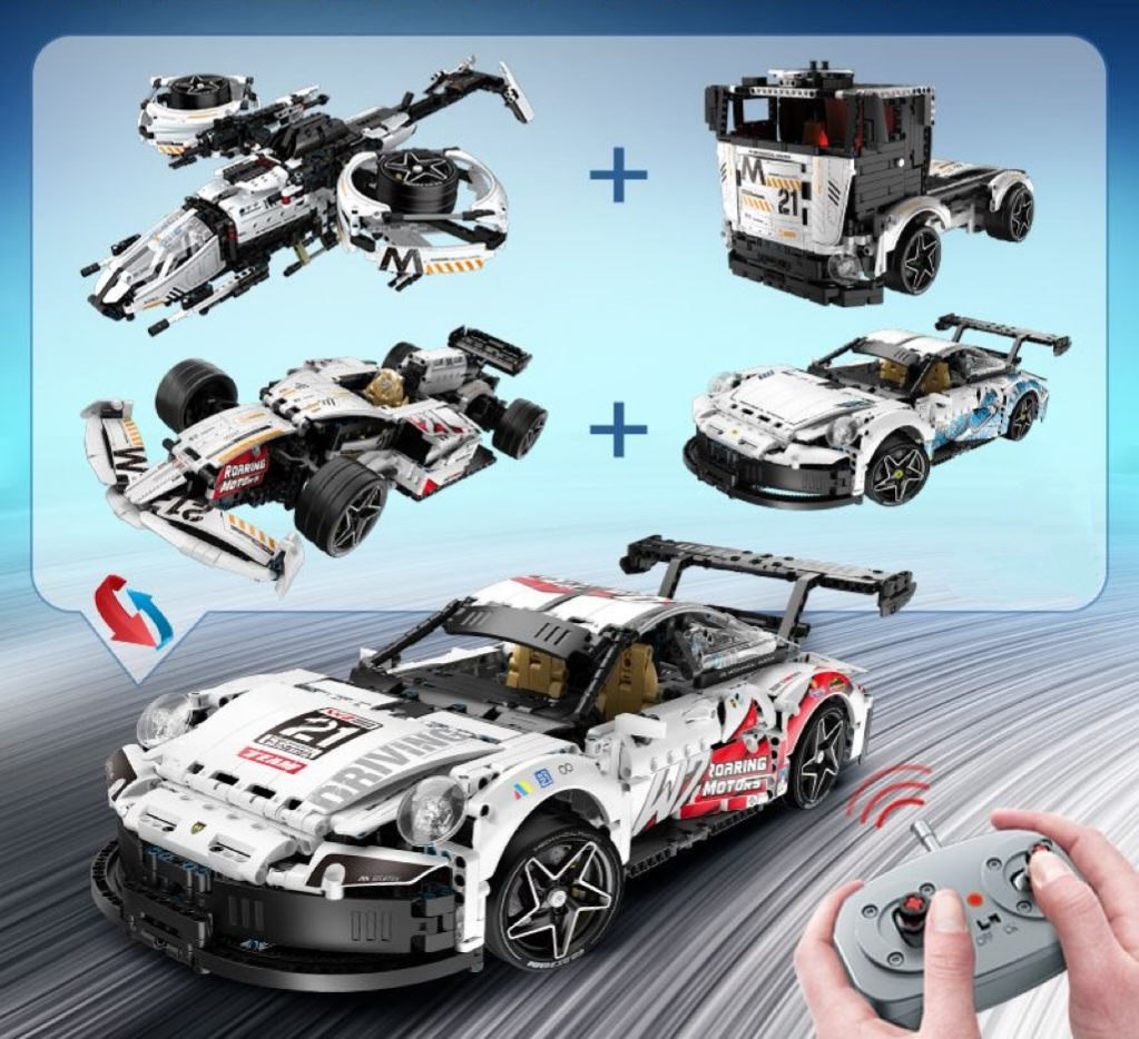 Building Blocks Tech Car Porsche911 A-B two forms 1861pcs 1:10