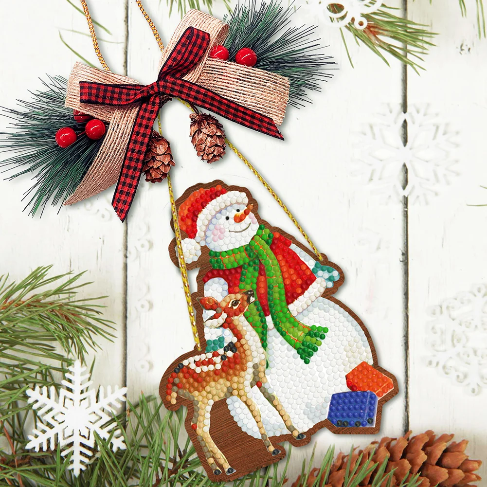 1pcs DIY Diamond Painting Christmas Tree Pendant Christmas Decorations Set