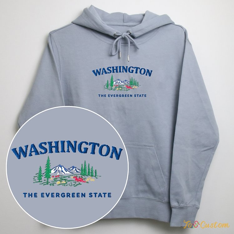 TOSCUSTOM™ Washington Mount Rainier The Evergreen State Embroidered Custom Hoodie