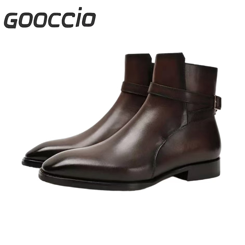 NJ203 Calf-Skin High-Top Chelsea Boots For Men GOOCCIO-NJ-Series  