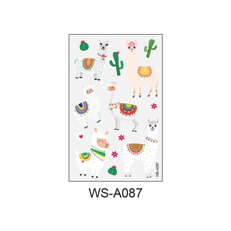 Alpaca tattoo stickers children waterproof grass mud horse cartoon arm face stickers waterproof disposable stickers