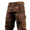 Brown Corduroy Cargo Trousers with Reinforced Patches by Inlyline