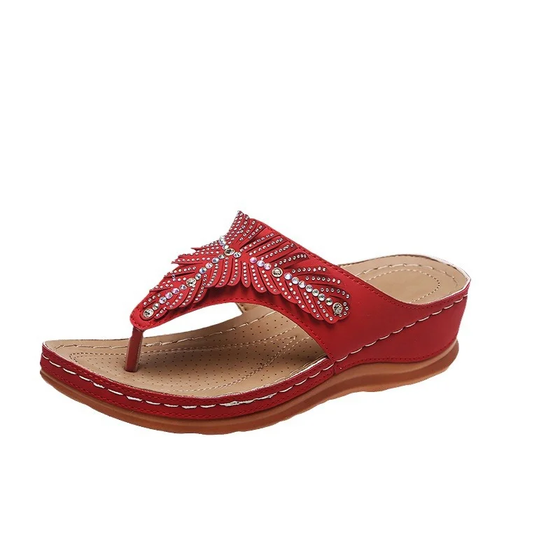 Yyvonne New Slippers Women's Summer Sleeve Sandals Large Thick Soles Of The Foot Cold Slippers