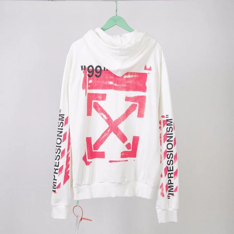 Off White Spring And Autumn Men's And Women's Digital Printing Arrow Cardigan Zipper Coat Sweatshirt Owt