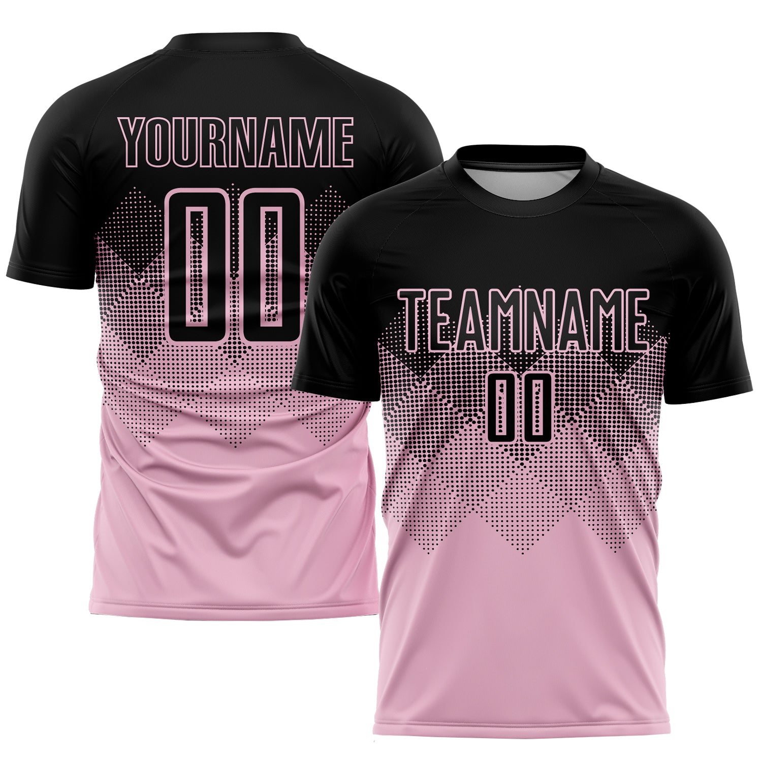 Custom Light Pink Black Sublimation Soccer Uniform Jersey | captainssportss.com