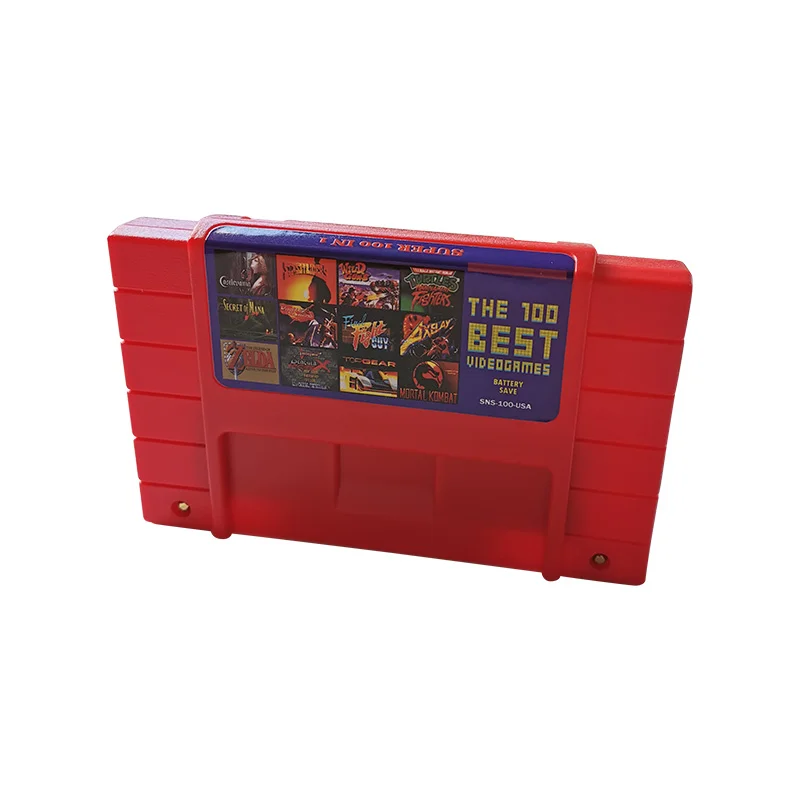 16 Bit Game Card - Super 100 in 1 Classic Collection SNES Multicart Super NES Games Cartridge for Retro SNES Game Console | English Language NTSC US Version