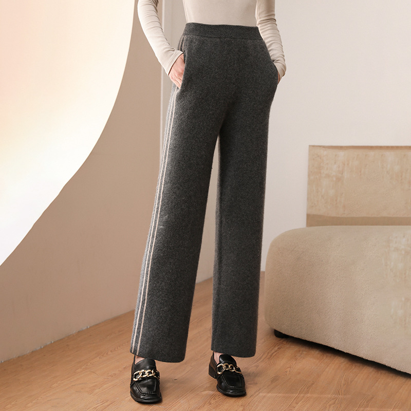 Pantalon en cachemire épais Straight pour femme- SOIE PLUS