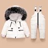 Baby Boy Girl Parka Fur Hooded Overalls Winter Down Jacket Warm 2 Pcs Sets