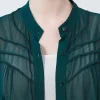 100% Real Mulberry Silk Georgette Collar Hole Green Single Breasted Simple Thin Trench Women Coats Streetwear Women WE115