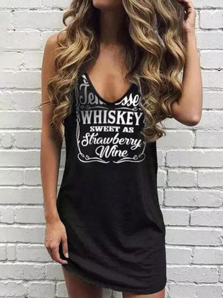 Tennessee Whiskey Sweet As Strawberry Wine Mini Dress - Black