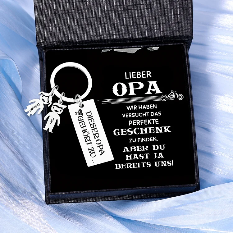 Kettenmachen Personalisierbare 2 Namen Schlüsselanhänger-Dieser Opa gehört zu-Geschenk für Großvater