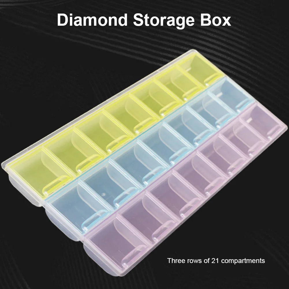 21 Grids Nail Art Storage Box Diamond Painting Crystal Beads Holder Case