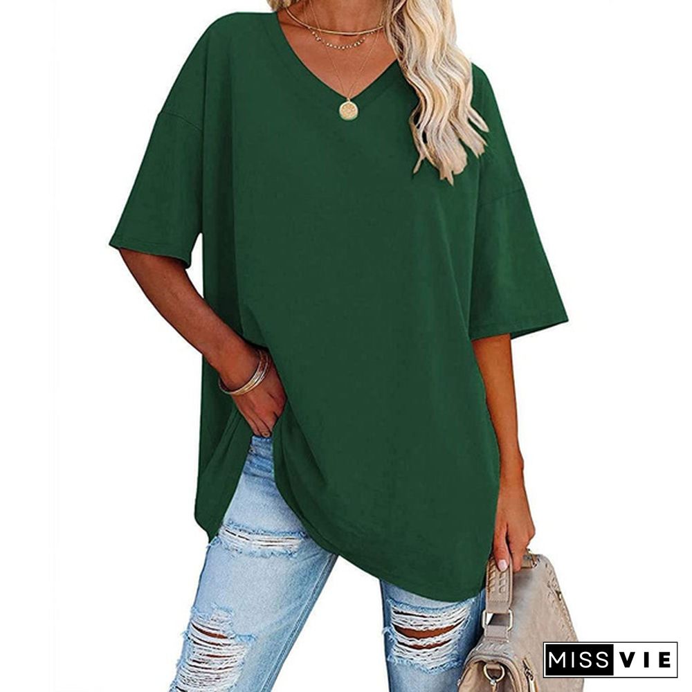 XS-8XL Spring Summer Tops Plus Size Fashion Clothes Womens Casual Short Sleeve Tee Shirts