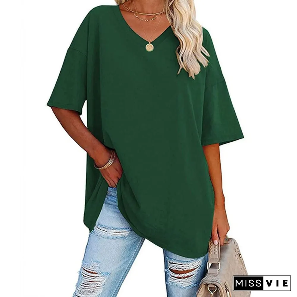 XS-8XL Spring Summer Tops Plus Size Fashion Clothes Womens Casual Short Sleeve Tee Shirts