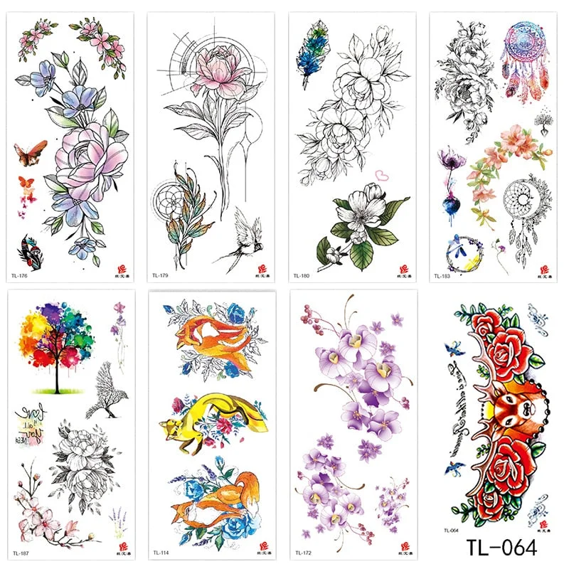 Flower animal totem romantic beautiful bird fragrance waterproof lasting men and women personality temporary tattoo stickers