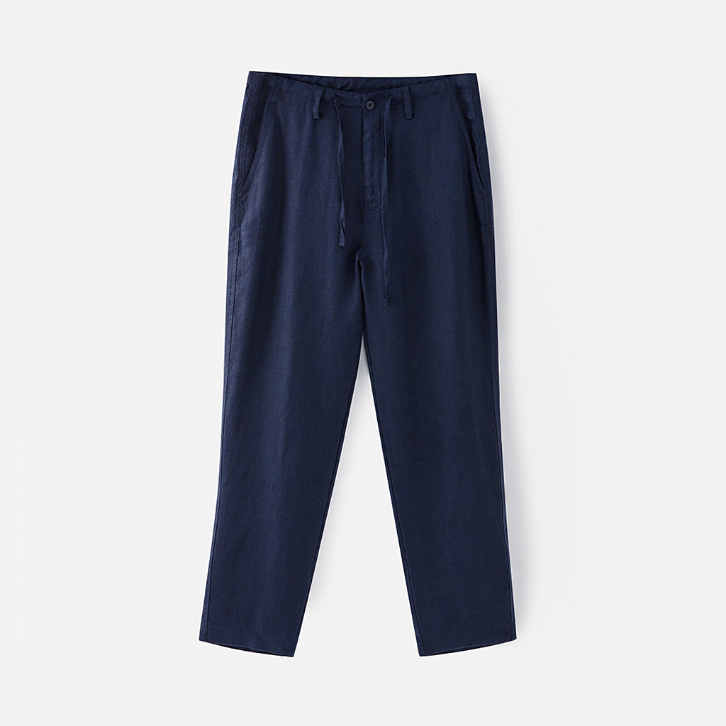 100% European Linen Men's Cropped Casual Pants REAL SILK LIFE