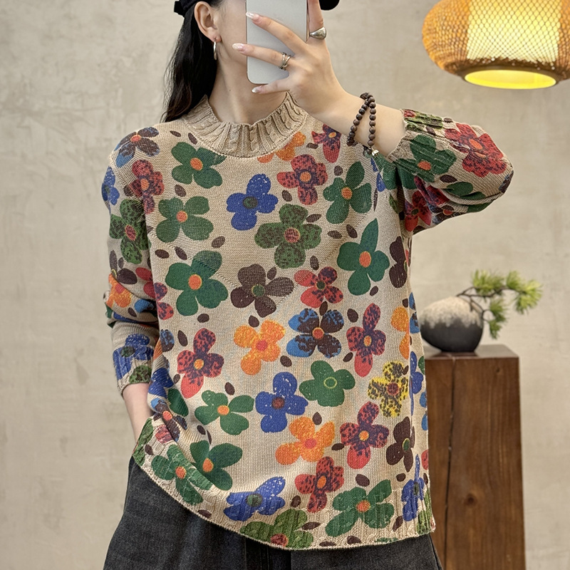 Chicfifth Sweater Women Winter Long Sleeve High Quality Autumn Vintage Top Knitted Cardigan