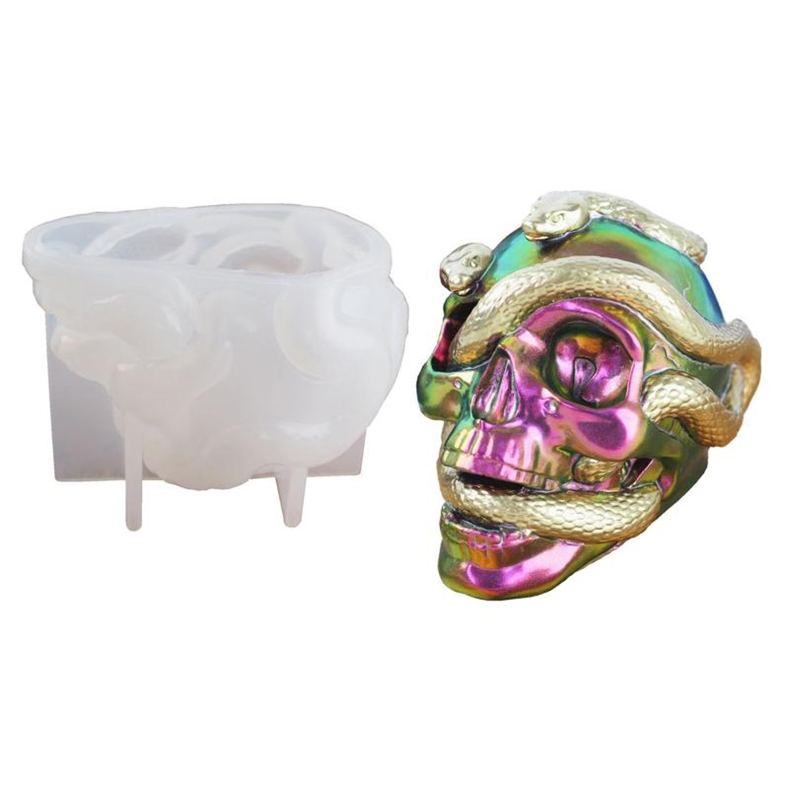 Resin Molds Silicone - 3D Halloween Snake Skull Mold for DIY Candle Crafts