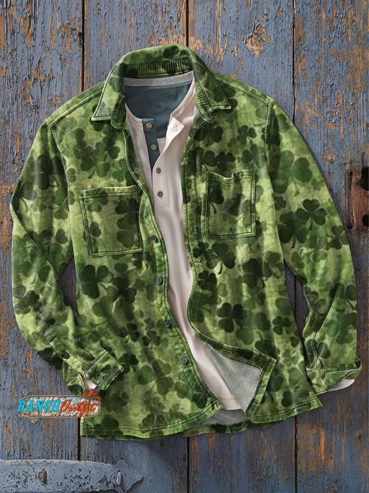 Men’s Green St. Patrick’s Day Art Print Casual Shirt As Picture / S