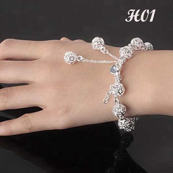 Hot 925 Sterling Silver Jewelry Lady Pastoral Style Bracelet Jewelry Silver(3 Types)
