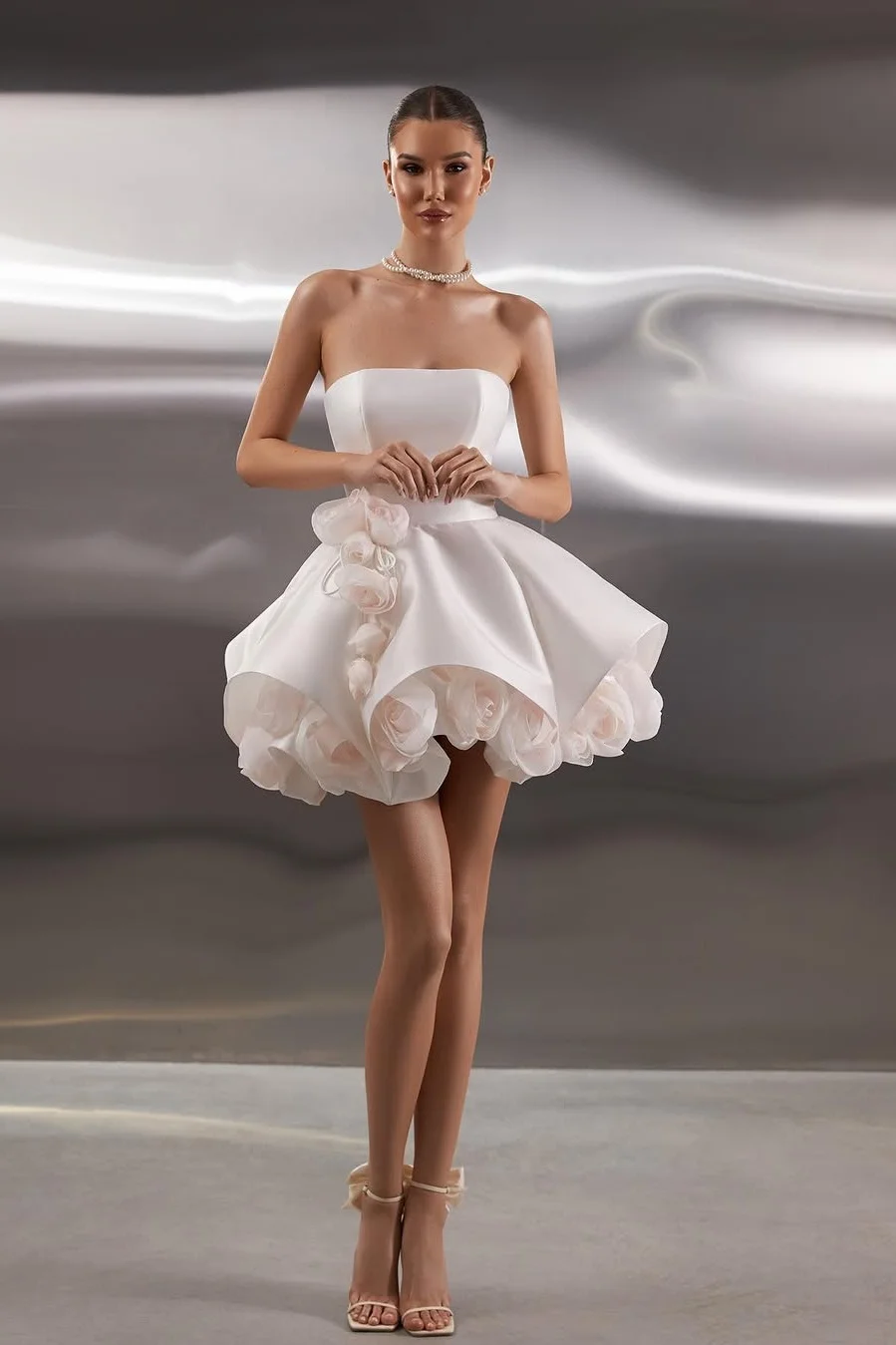 Daisda Sleeveless A-Line Square Homecoming Dress With Flower
