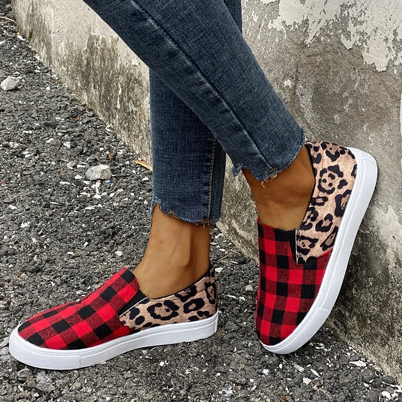 Women Shoes 2021 Trendy Size 43 Platform Flats Women Low Cut Socofy Loafers Women Leopard Casual Shoes Zapatillas De Mujer