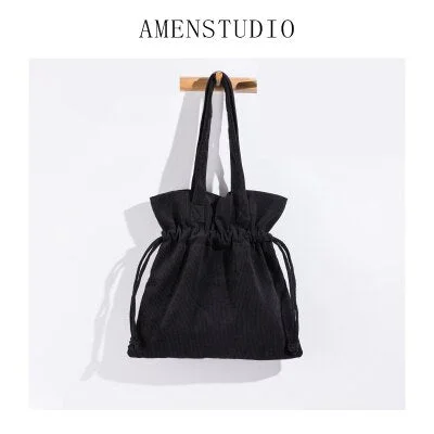 2021 Women's Shopper Corduroy Canvas Bag Girls Handbag Mini Shoulder Bags Japanese style Casual Travel Female Shopping Totes Bag