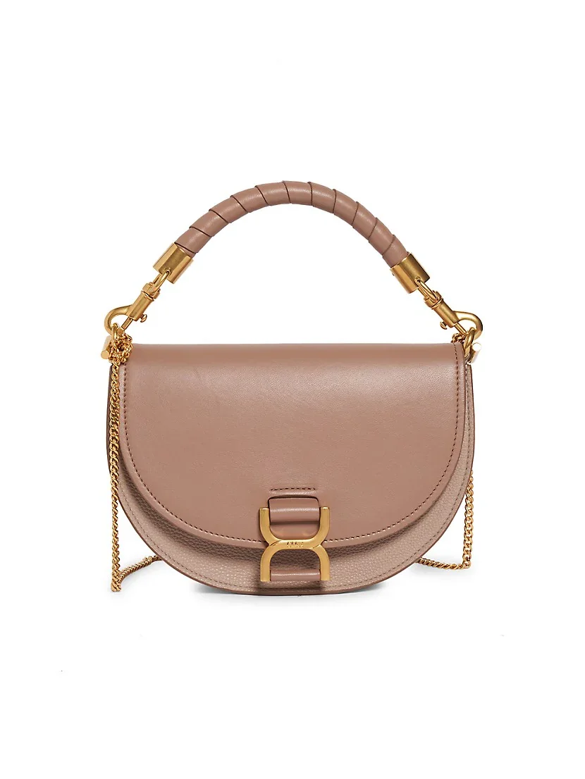 Chloé Marcie Leather Top Handle Saddle Bag-Woodrose