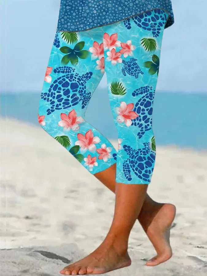 🔥Buy 3 Get 10% Off🔥Women's Hawaiian Turtle Print Resort Casual Leggings