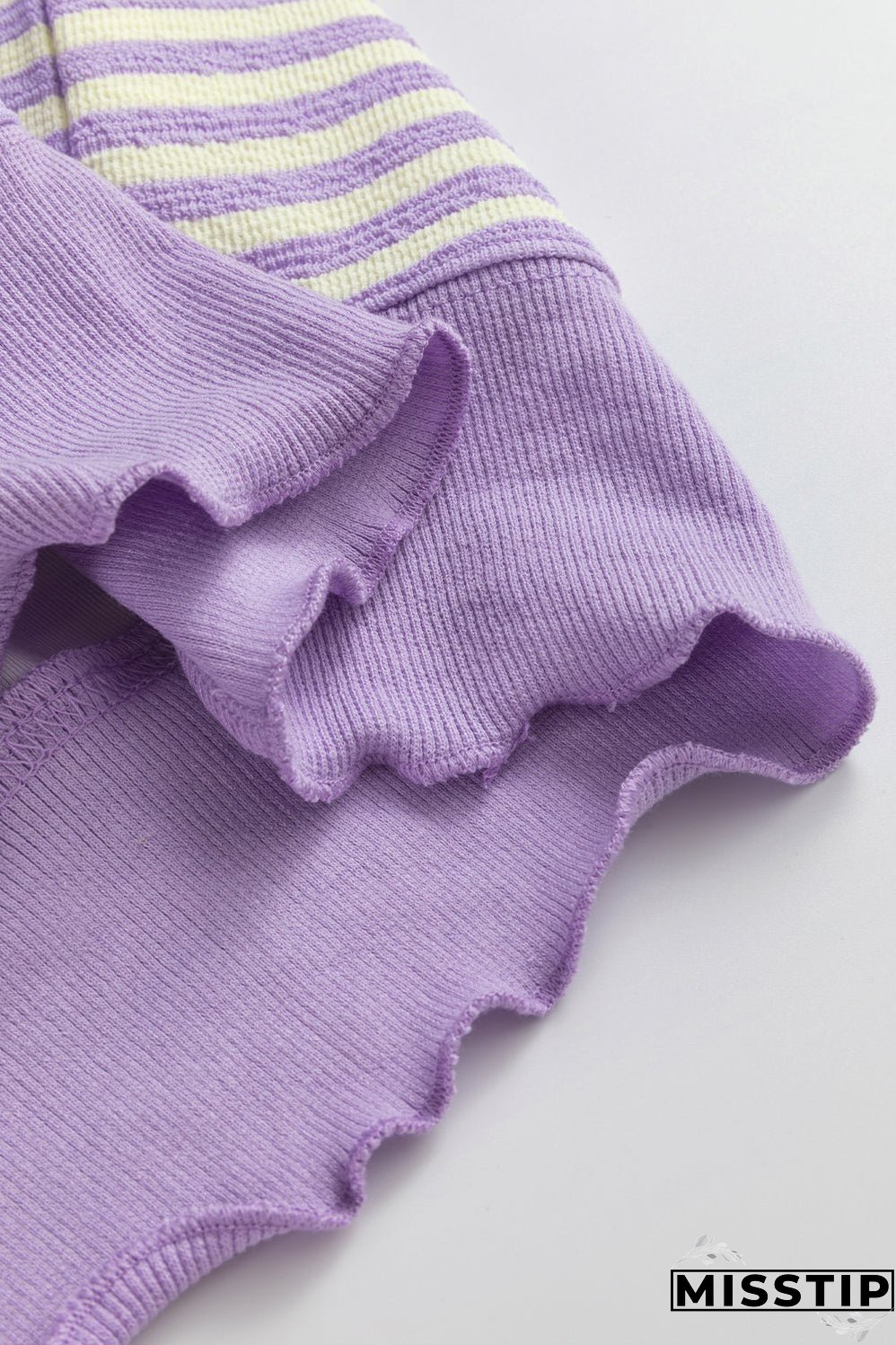 Purple Stripe Loose Drop Shoulder Long Sleeve Top