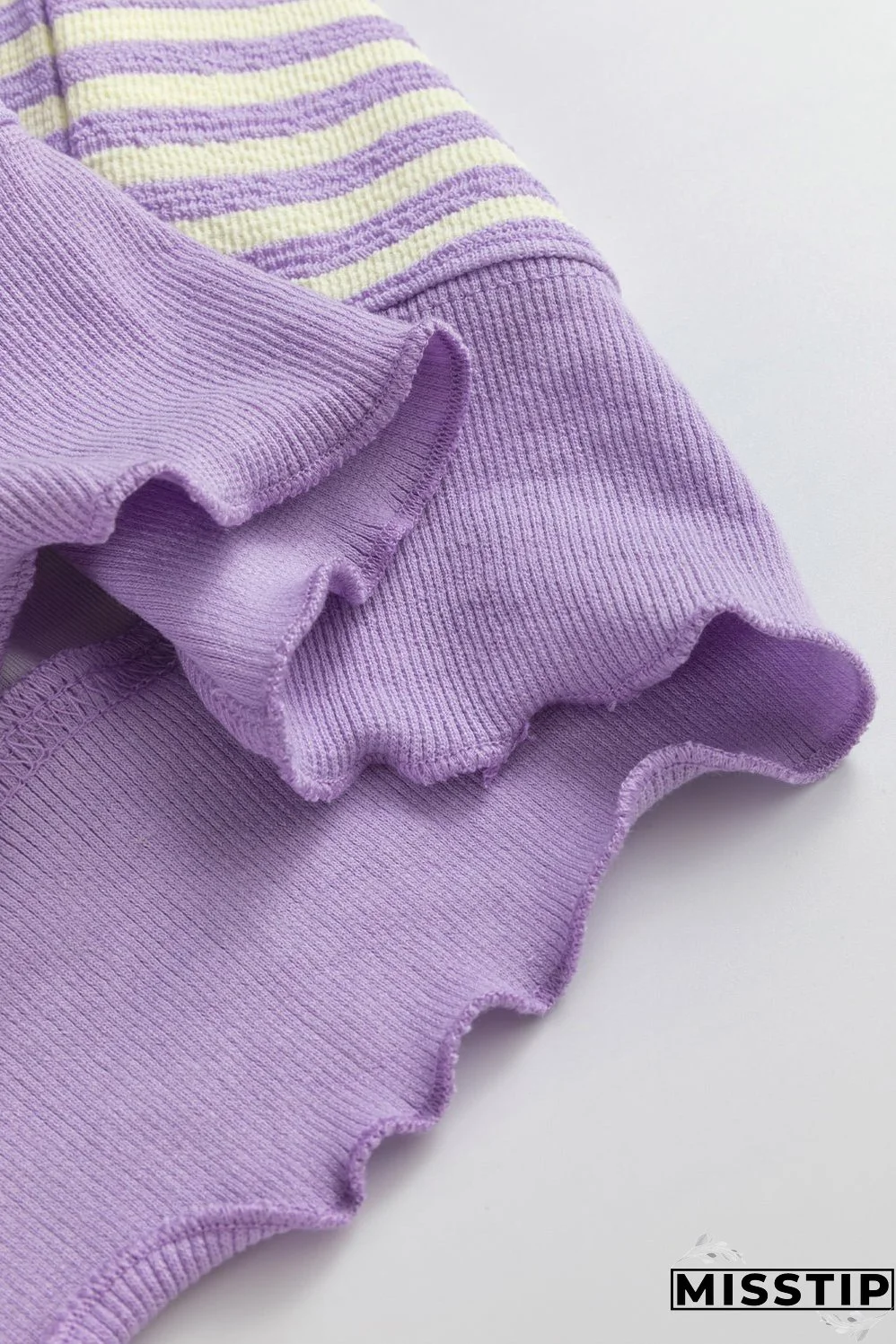 Purple Stripe Loose Drop Shoulder Long Sleeve Top