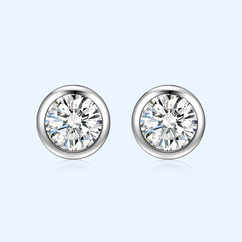  925 Sterling Silver Miossanite Earring  Simple Round Earring for Woman Man Fashion Punk Rock Fine Jewelry Earring