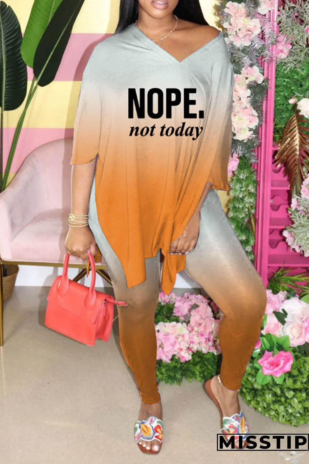 Black Casual Print Patchwork V Neck Short Sleeve Two Pieces