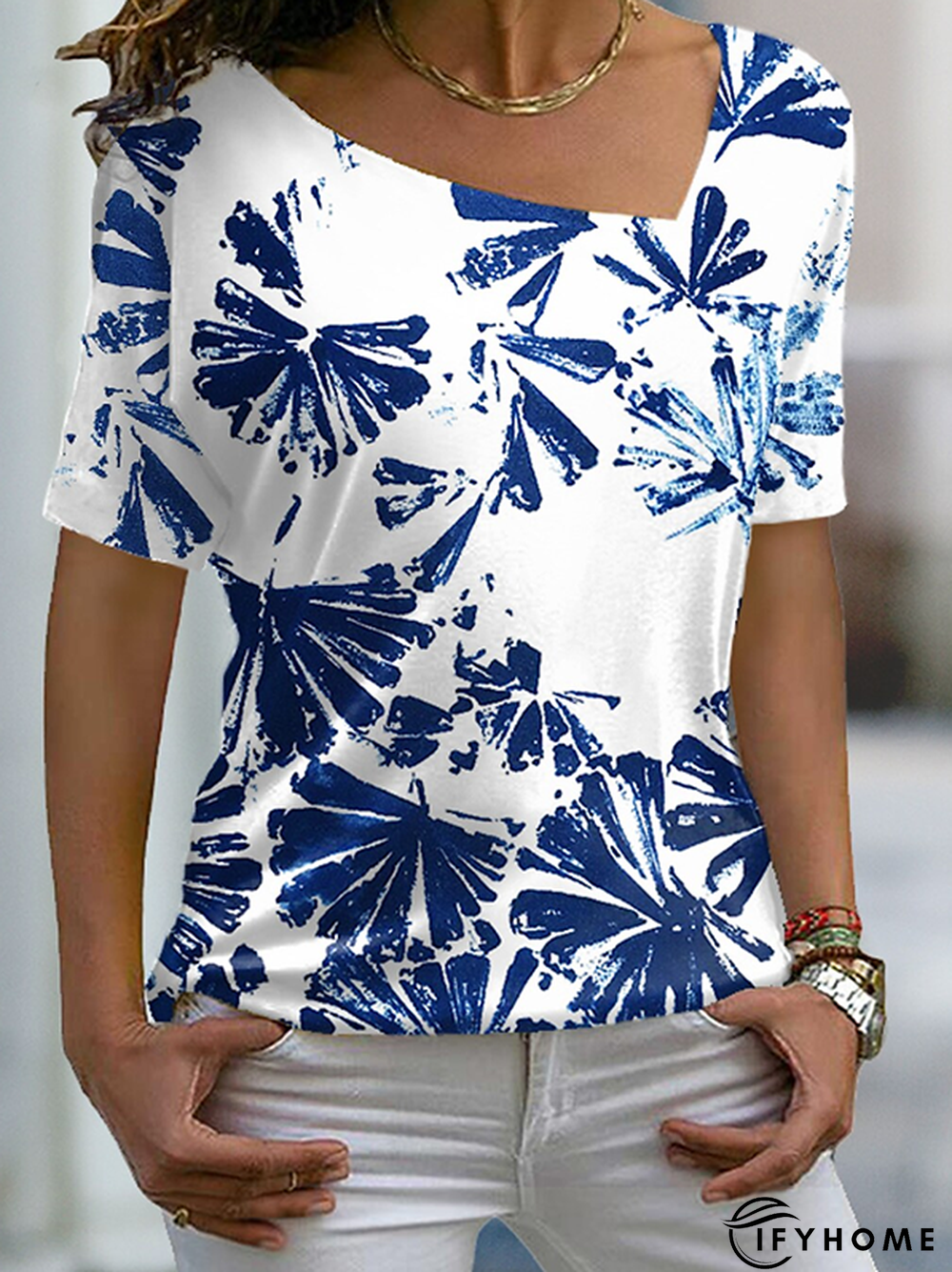 Floral Short sleeve Casual Tunic T-Shirt | IFYHOME